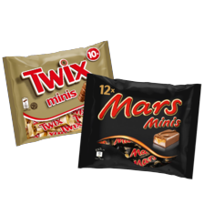 Mars, Twix, Bounty, Snickers of Milky Way mini's